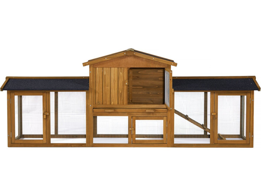 Clapier pour lapin avec 1 étage en bois "Galina" - 224 x 53 x 84 cm - Marron