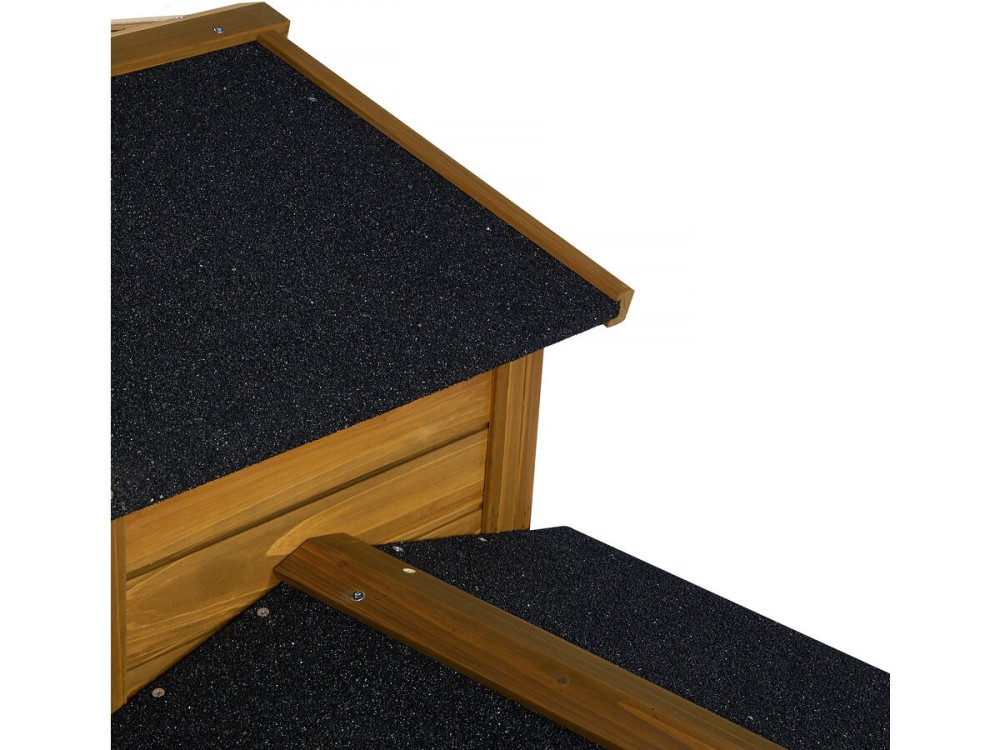 Clapier pour lapin avec 1 étage en bois "Galina" - 224 x 53 x 84 cm - Marron