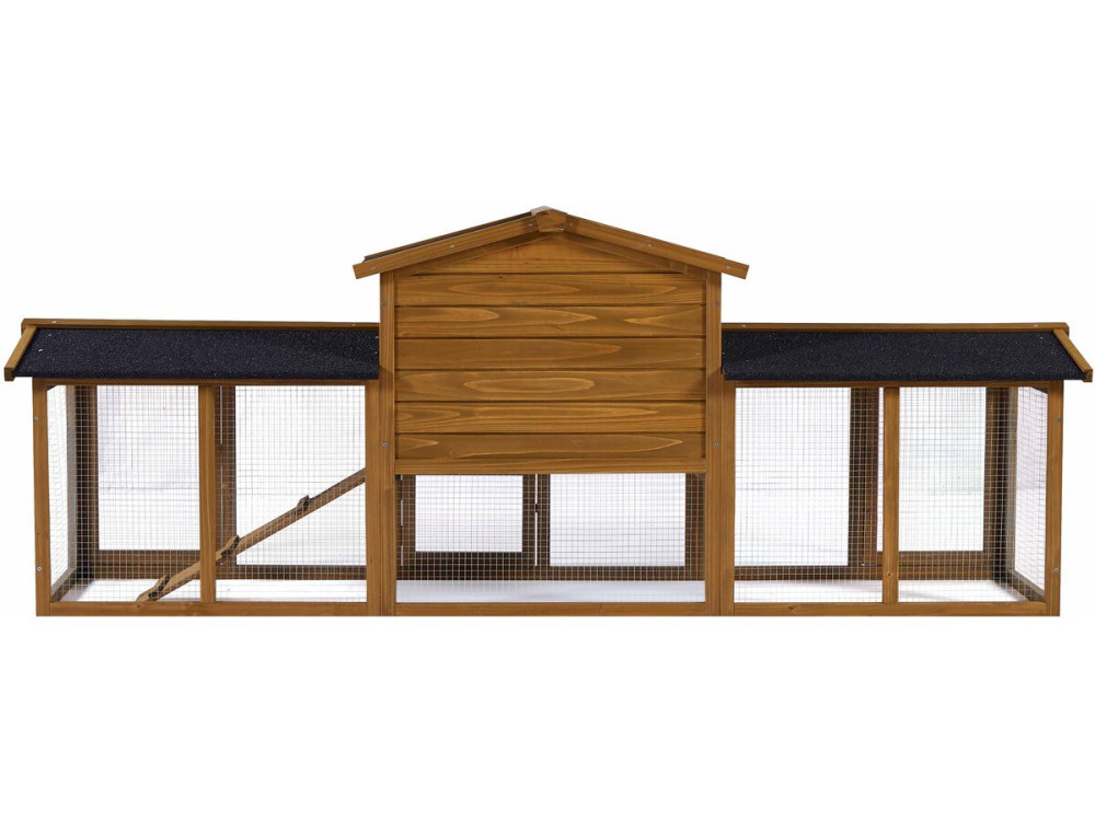 Clapier pour lapin avec 1 étage en bois "Galina" - 224 x 53 x 84 cm - Marron