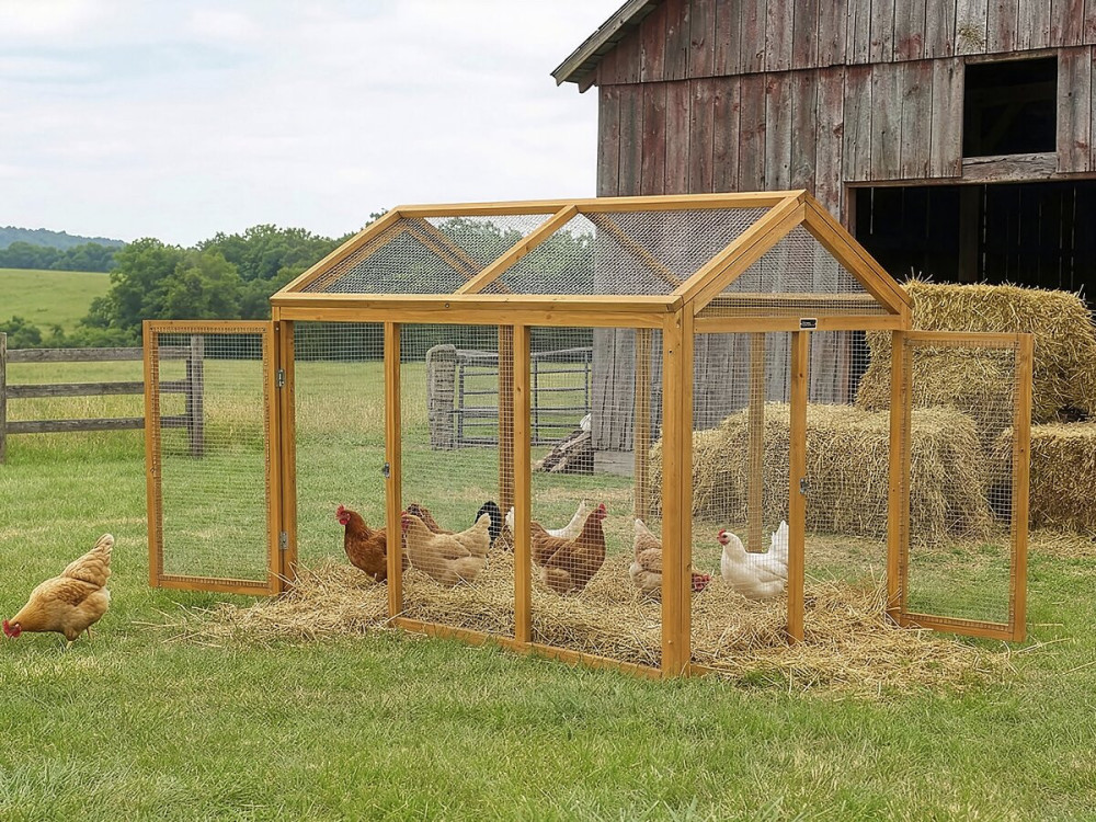 Enclos extension en bois pour poulailler "Coco" - 6 poules - Marron