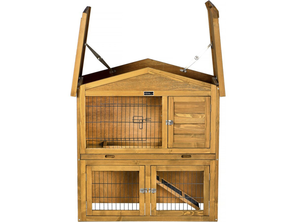 Clapier poulailler en bois "Noisette" - 102 x 55 x 100 cm - Marron