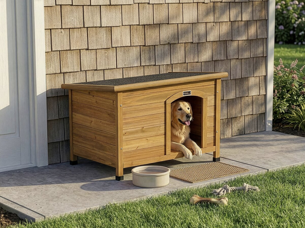 Niche pour chien en bois "Max" - 85 x 57 x 58 cm - Marron