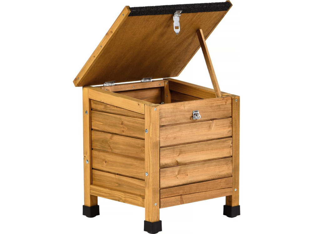 Niche pour chien en bois avec mangeoire et boite de rangement "Rusty" - 151 x 138 x 100 cm - Marron