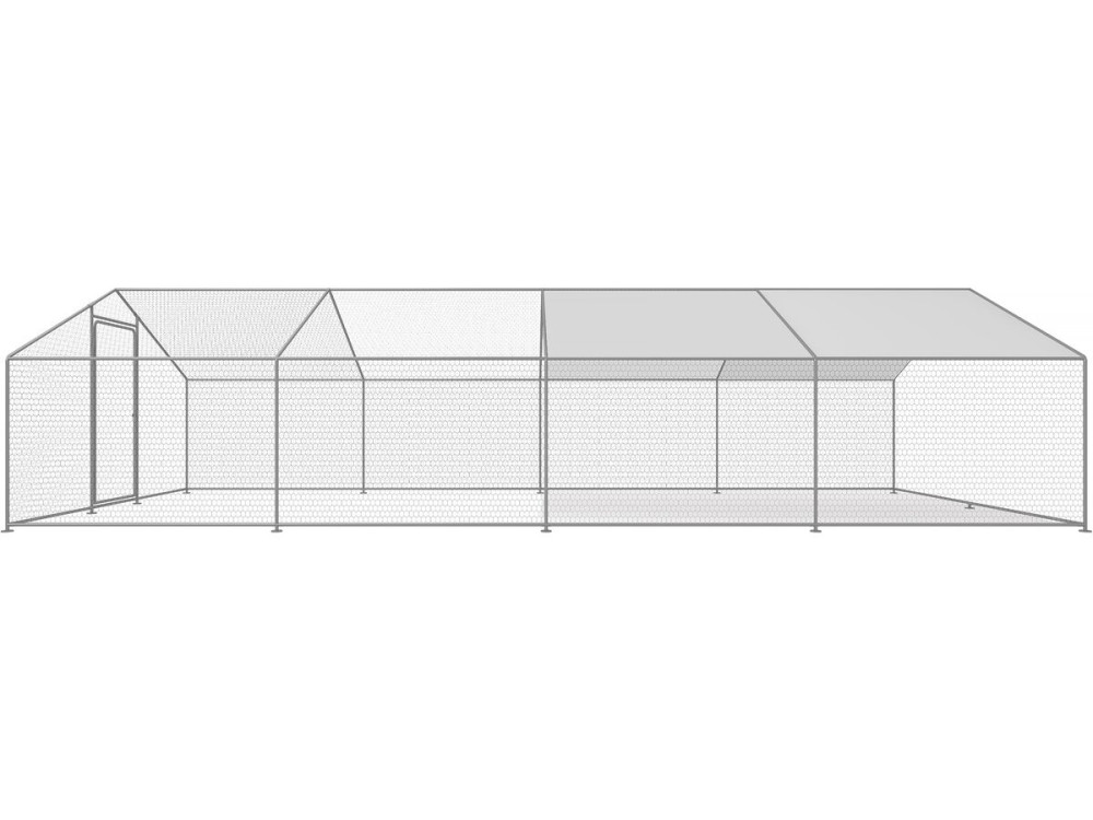 Enclos à poules 24 m² parc grillagé 8 x 3 x 2 M acier galvanisé