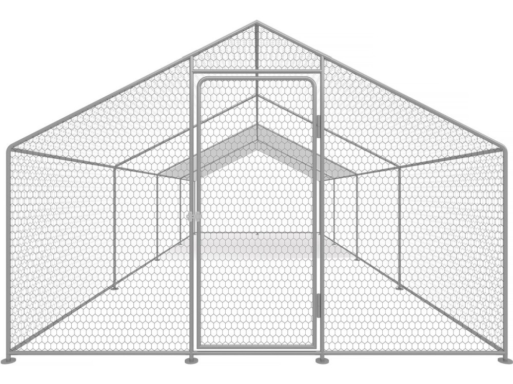 Enclos à poules 24 m² parc grillagé 8 x 3 x 2 M acier galvanisé