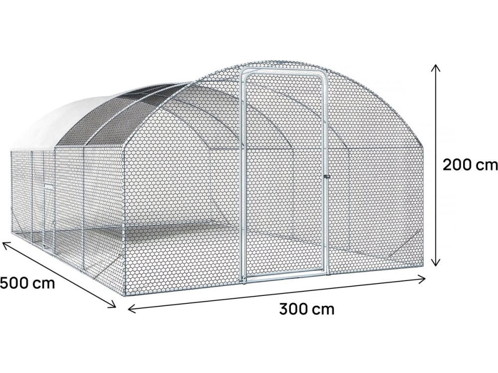 Enclos à poules dôme 15 m² parc grillagé "Cocorico" - 5 x 3 m - acier galvanisé