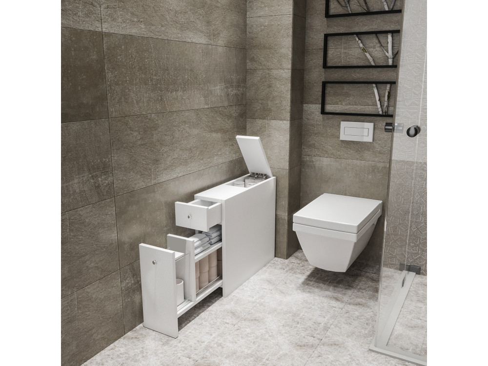 Meuble de salle de bain en bois "Calencia" - 60 x 19 x 55 cm - Blanc