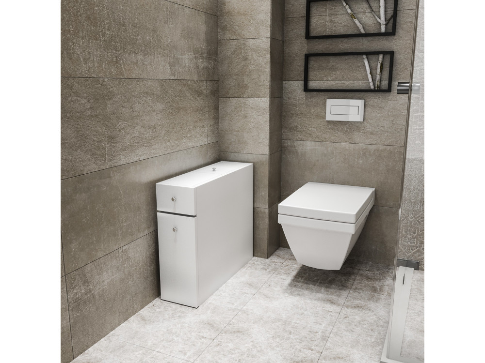 Meuble de salle de bain en bois "Calencia" - 60 x 19 x 55 cm - Blanc