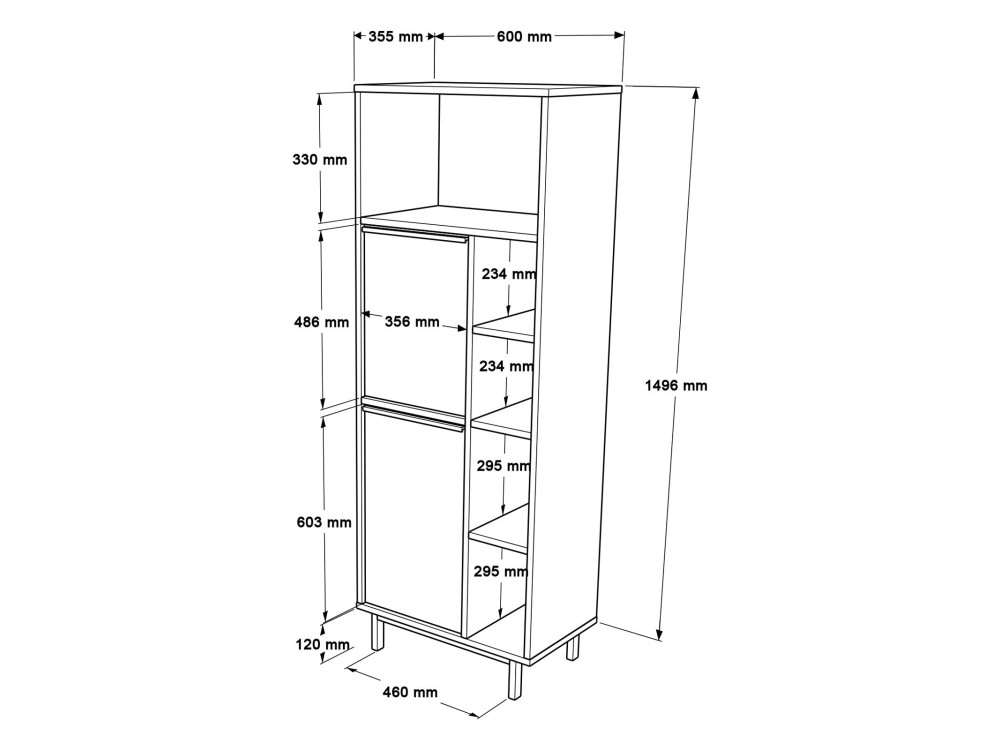 Meuble de salle de bain en bois "ON10C" - 60 x 46 x 161 cm - Marron