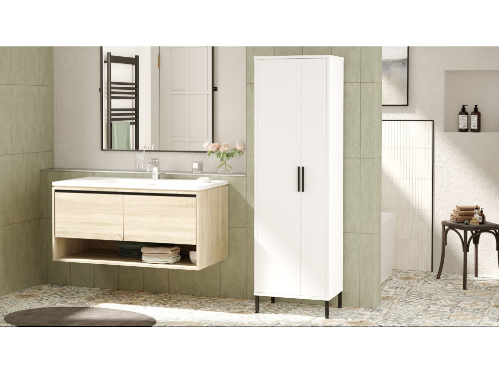 Armoire multifonctionnelle en bois "Jienna" - 50 x 36 x 165 cm - Blanc