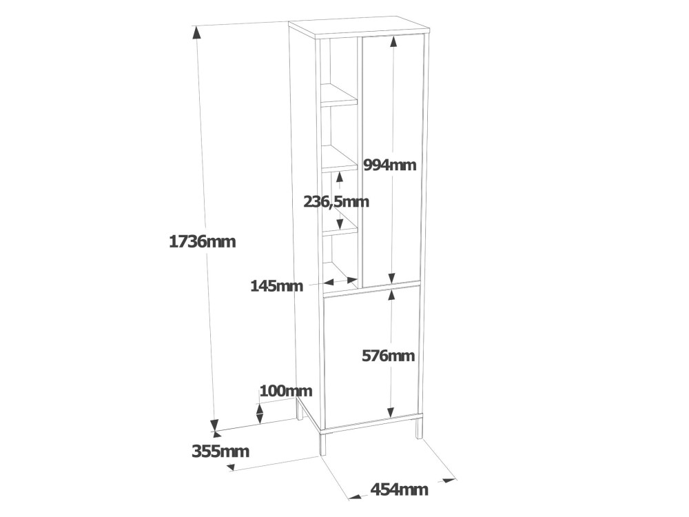 Armoire multifonctionnelle en bois "Vile" - 45 x 35 x 174 cm - Blanc