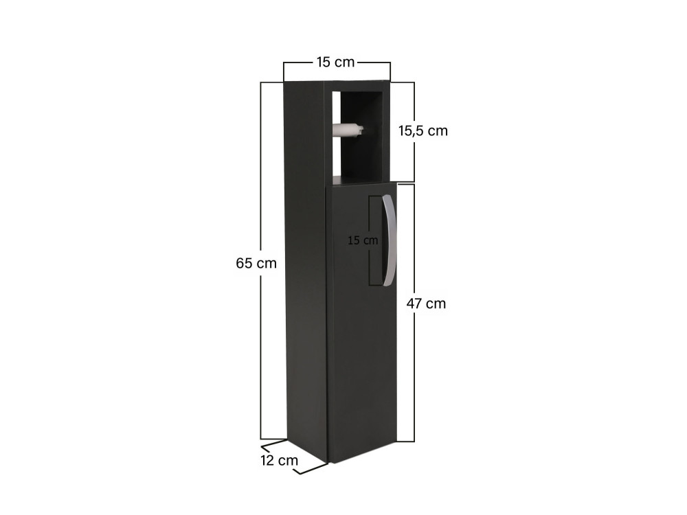 Meuble support pour papier toilette en bois "Star" - 15 x 12 x 65 cm - Gris anthracite