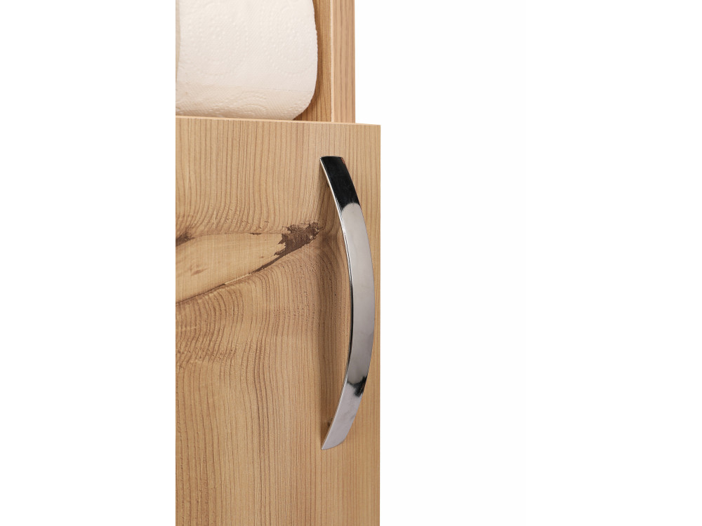 Meuble support pour papier toilette en bois "Star" - 15 x 12 x 65 cm - Marron