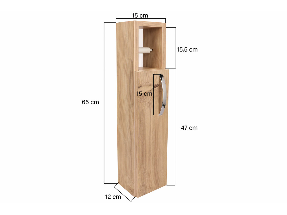 Meuble support pour papier toilette en bois "Star" - 15 x 12 x 65 cm - Marron