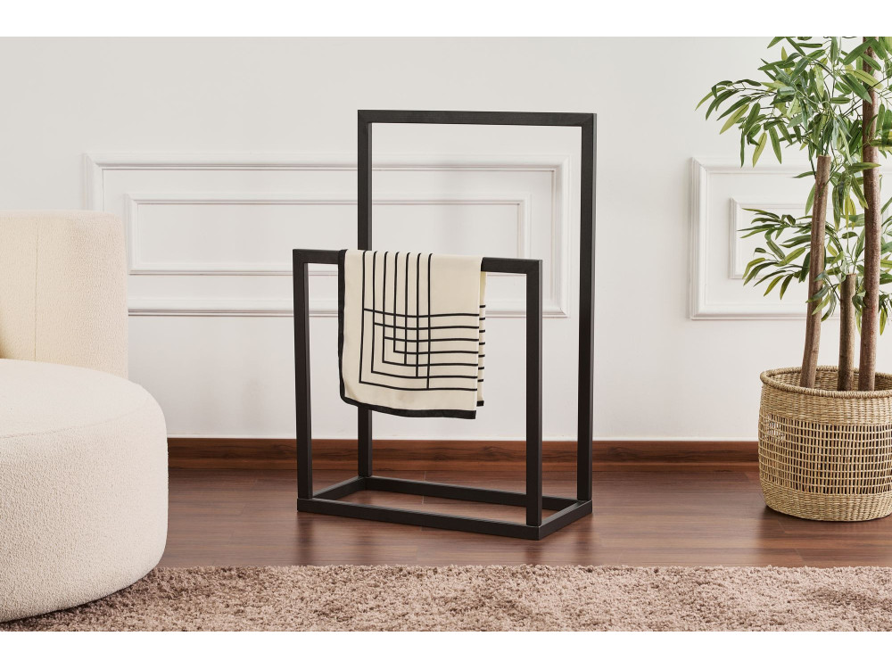 Porte-serviettes en métal "Gediz" - 25 x 60 x 90 cm - Noir