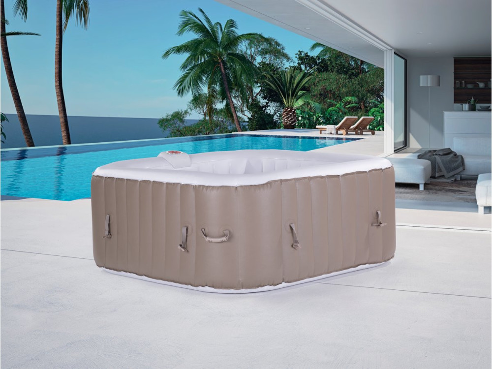 SPA GONFLABLE MONAC EN PVC - 6 PLACES - TAUPE/CREME