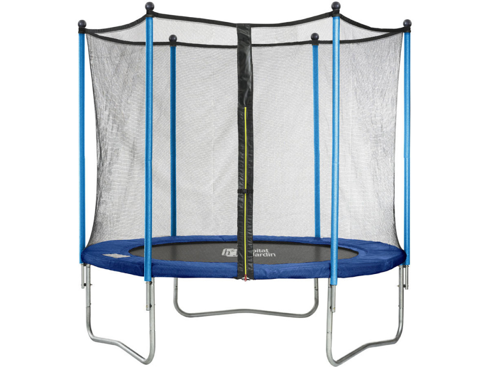 Trampoline "Happy" - Ø 1.80 m - Avec filet + échelle + couverture + kit d'ancrage