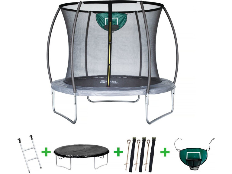 Trampoline avec filet intérieur "jumper" - Ø 4,88 m - Gris