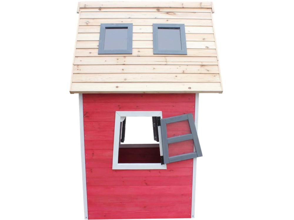Maisonnette "Lilou" - 119.5 x 156 x 102 cm - Rouge/Gris