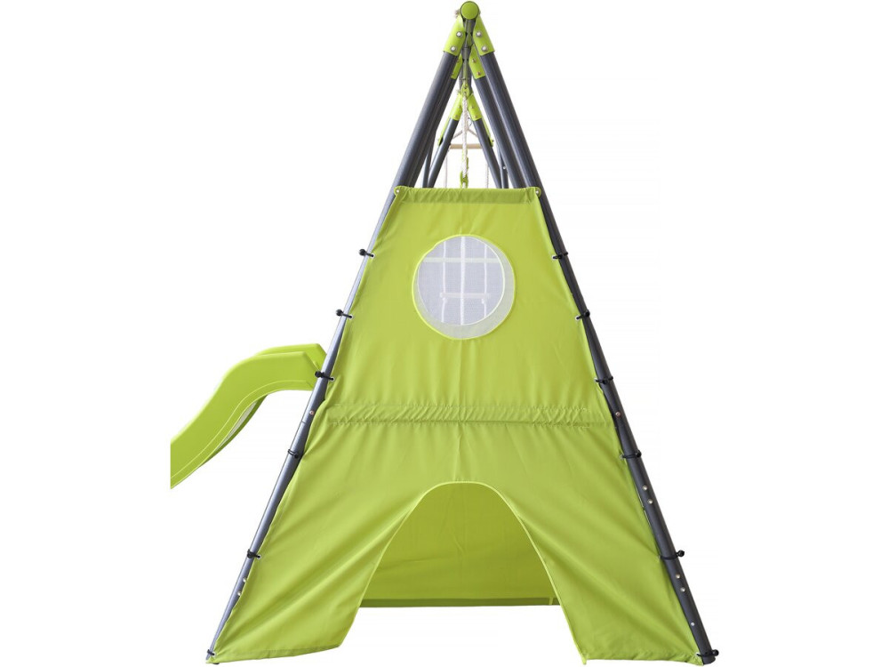Portique de jeu métal avec toboggan "Dany"- 5 agrès - Vert