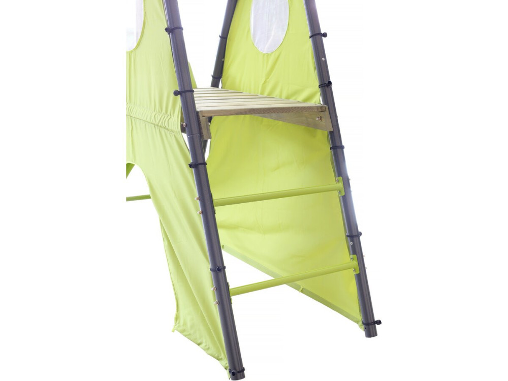 Portique de jeu métal avec toboggan "Dany"- 5 agrès - Vert