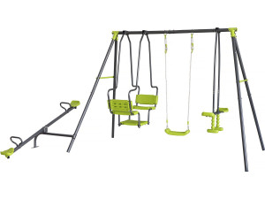 Portique de jeu en métal avec balançoire a bascule "Lenny" - 4 agrès - Vert