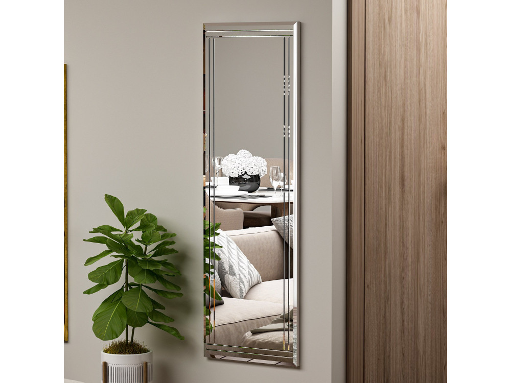 Miroir en bois "Buhem" - 40 x 120 cm - Blanc