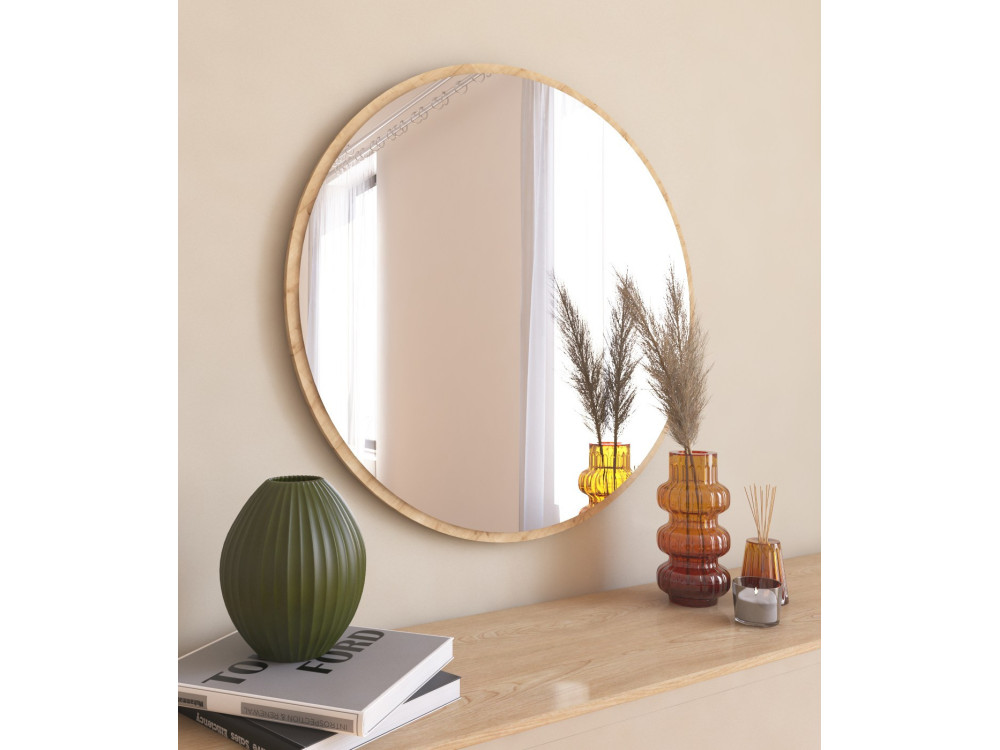Miroir en bois "Ozze" - 60 x 60 cm - Beige