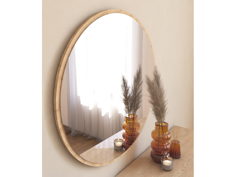 Miroir en bois "Ozze" - 60 x 60 cm - Beige