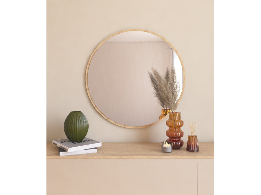 Miroir en bois "Ozze" - 60 x 60 cm - Beige