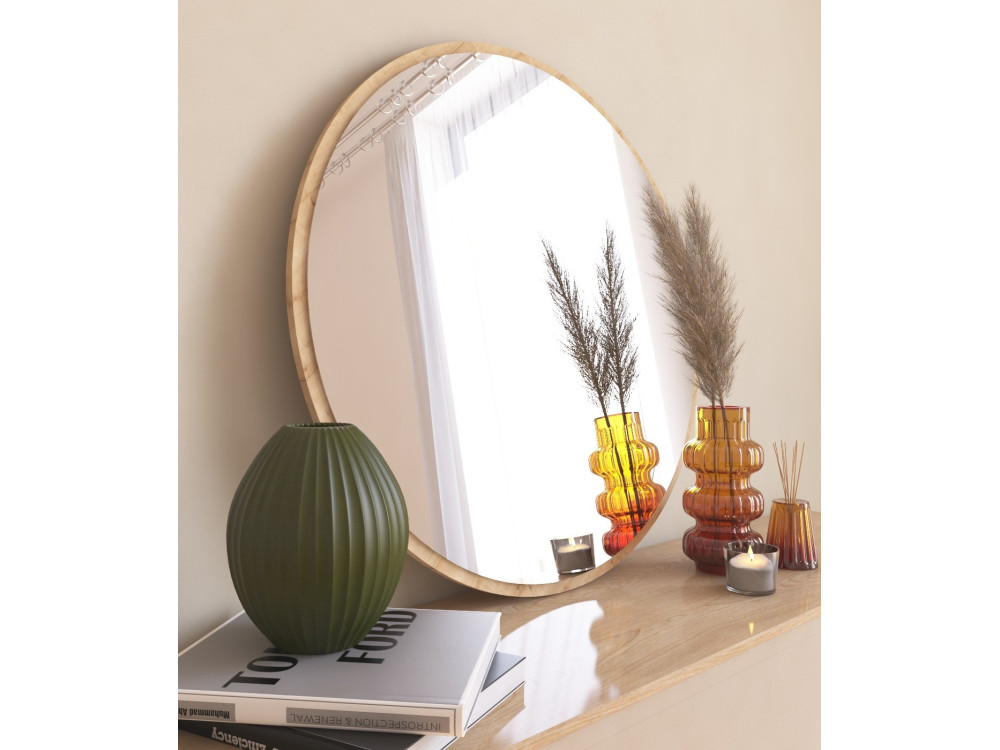 Miroir en bois "Ozze" - 60 x 60 cm - Beige