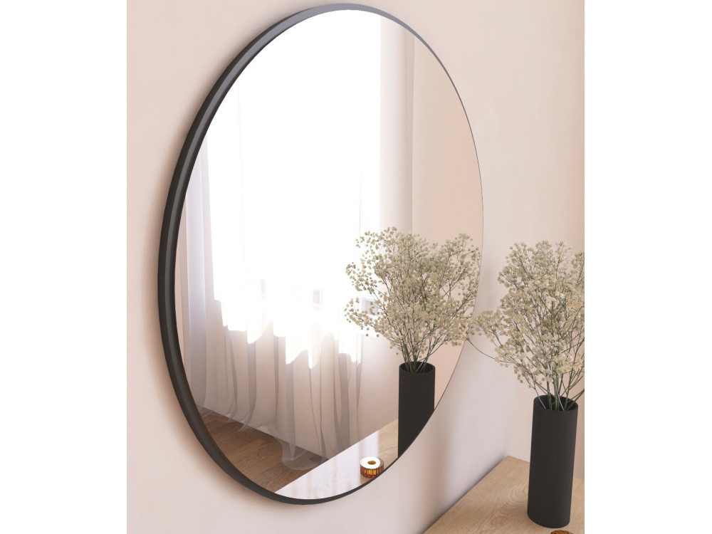 Miroir en bois "Ozze" - 60 x 60 cm - Noir