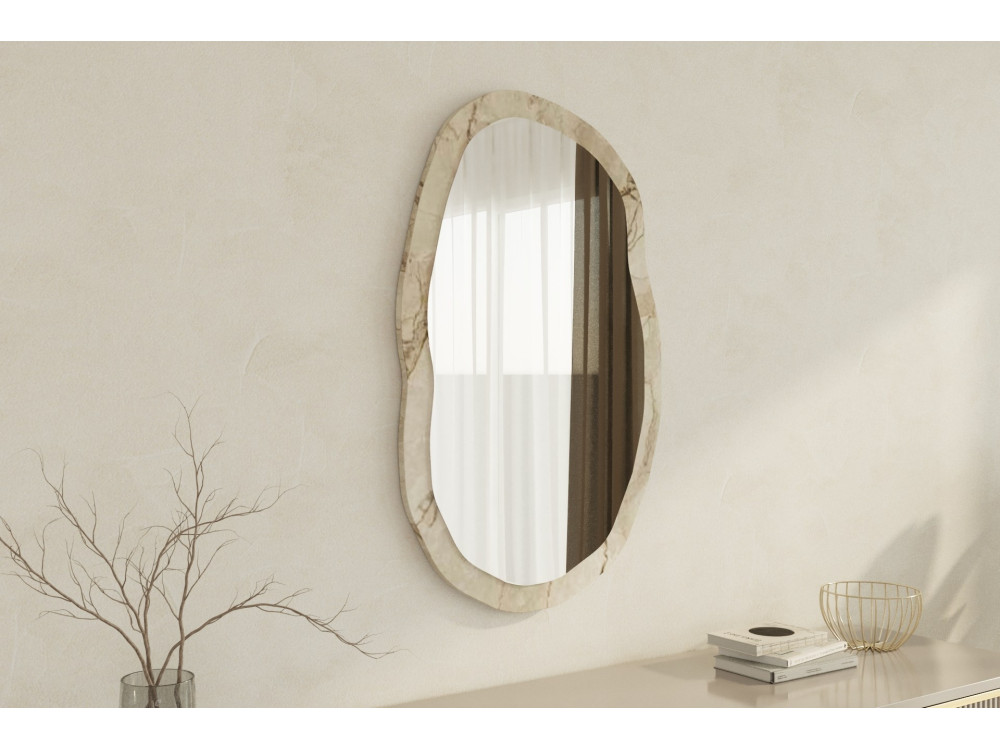 Miroir en bois "Lossa" - 52 x 86 cm - Beige marbré