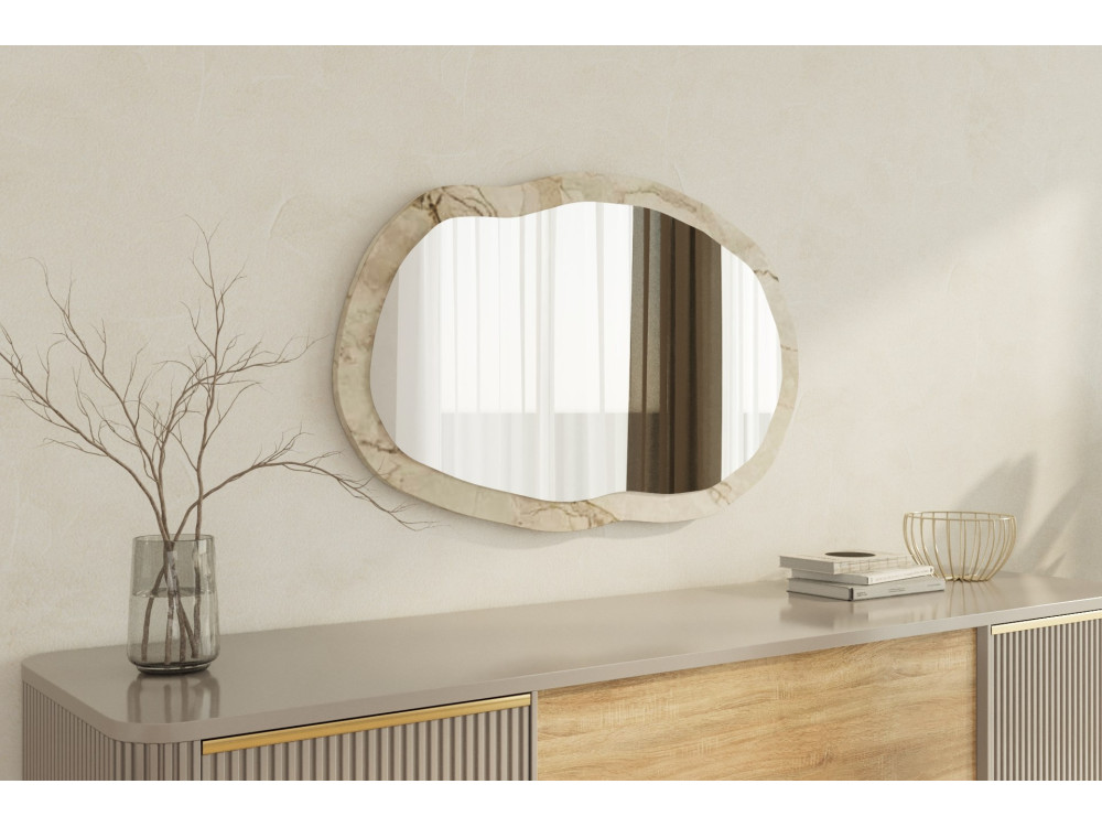 Miroir en bois "Lossa" - 52 x 86 cm - Beige marbré
