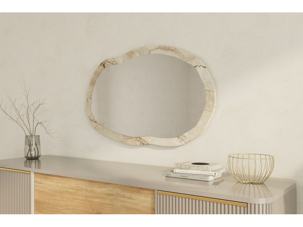 Miroir en bois "Lossa" - 52 x 86 cm - Beige marbré