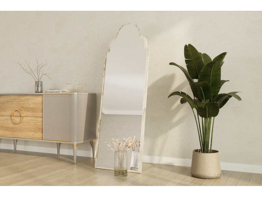 Miroir en bois "Sahmaran " - 50 x 160 cm - Beige