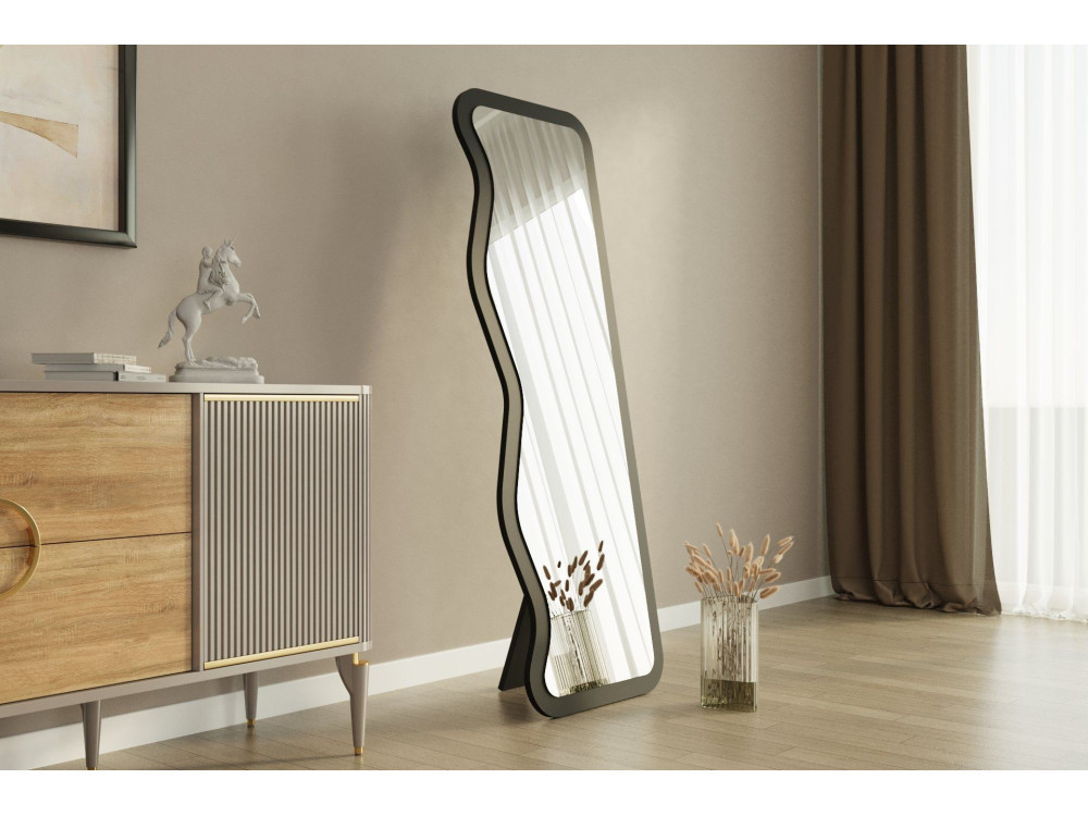 Miroir en bois "Asel" - 50 x 160 cm - Noir