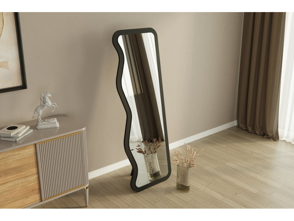 Miroir en bois "Asel" - 50 x 160 cm - Noir