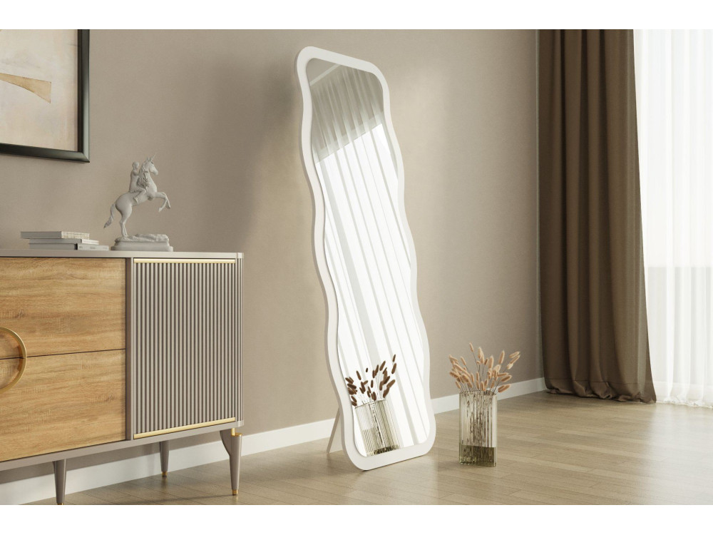 Miroir en bois "Aror" - 50 x 160 cm - Blanc