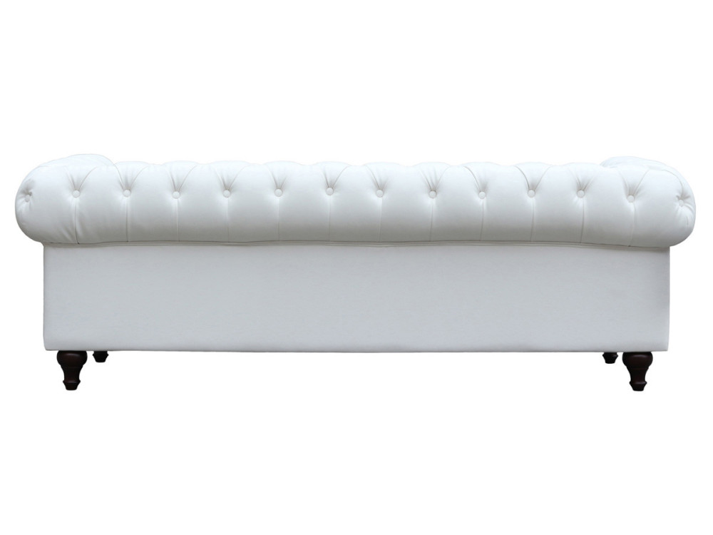Canapé fixe Chesterfield "Aliza" - 208 x 82 x 70 cm - 3 places - Blanc
