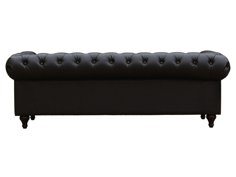 Canapé fixe Chesterfield "Aliza" - 204 x 80 x 58 cm - 3 places - Marron