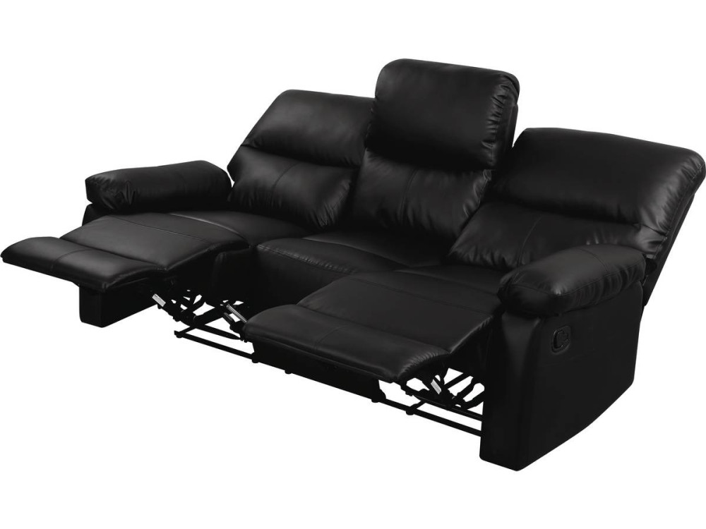 Canapé relax "Lincoln" - 197 x 89 x 103 cm - 3 places - Noir