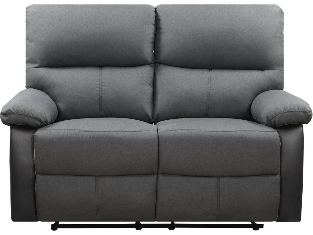 Canapé relax "Lincoln" - 147 x 89 x 103 cm - 2 places - Noir / Gris foncé