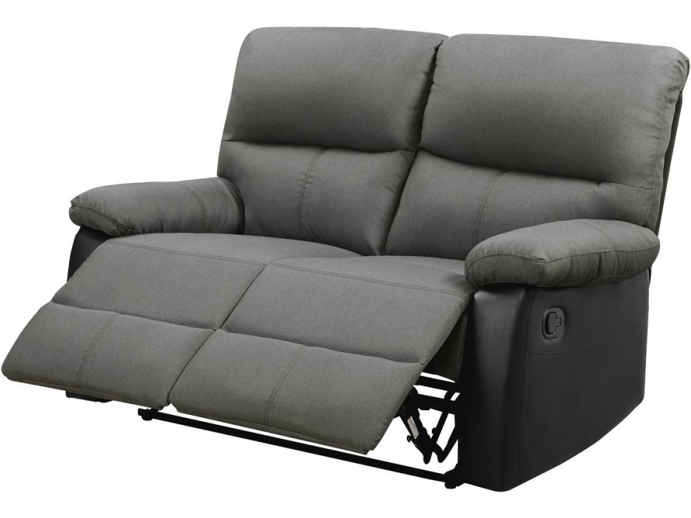 Canapé relax "Lincoln" - 147 x 89 x 103 cm - 2 places - Noir / Gris foncé