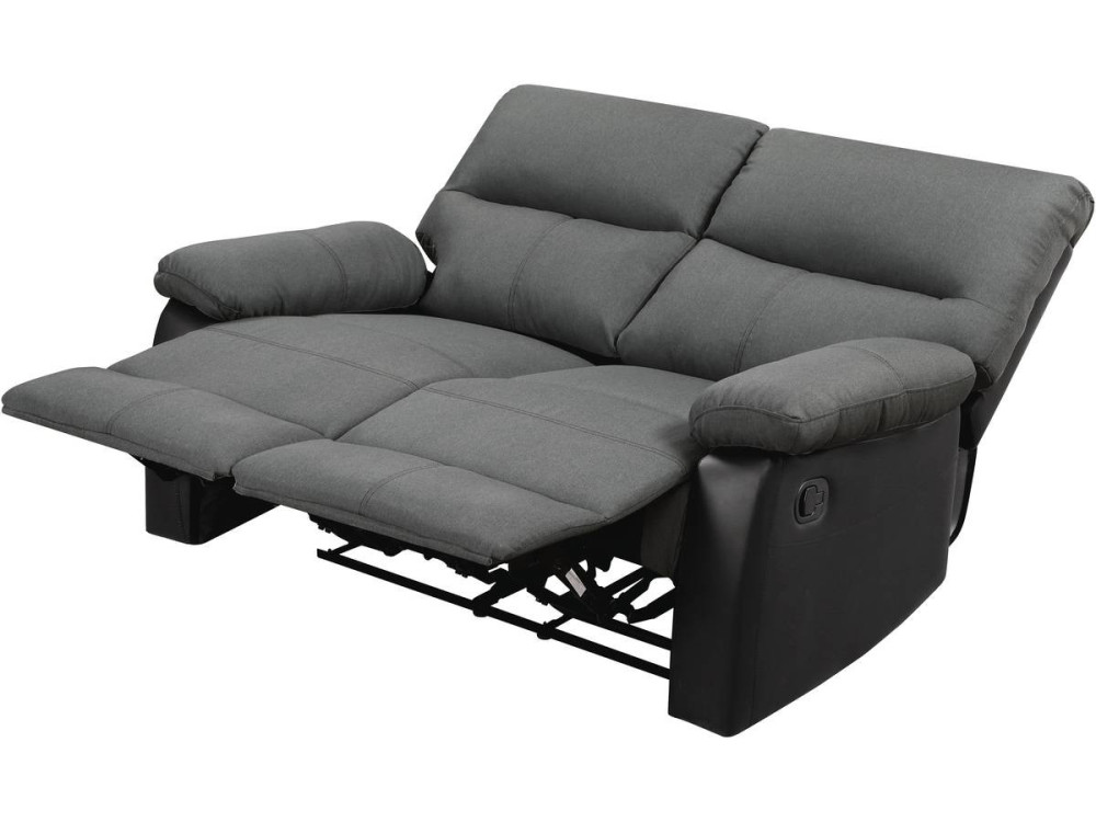 Canapé relax "Lincoln" - 147 x 89 x 103 cm - 2 places - Noir / Gris foncé