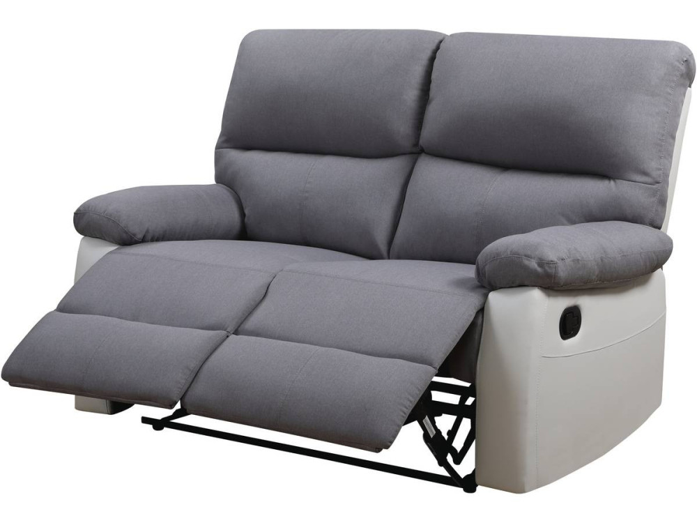 Canapé relax "Lincoln" - 147 x 89 x 103 cm - 2 places - Blanc / gris clair