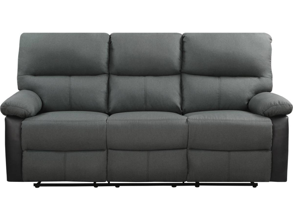Canapé relax "Lincoln" - 3 places - Noir / Gris foncé