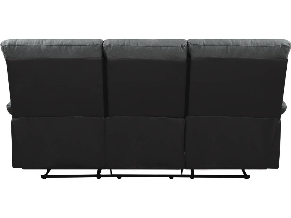 Canapé relax "Lincoln" - 3 places - Noir / Gris foncé