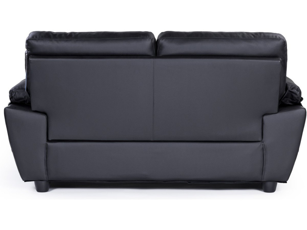 Canapé fixe en cuir reconstitué et PVC "Dallas" - 169 x 88 x 90 cm - 2 places - Noir