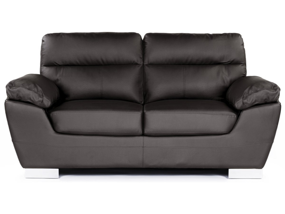 Canapé fixe en cuir reconstitué et PVC "Dallas" - 169 x 88 x 90 cm - 2 places - Chocolat